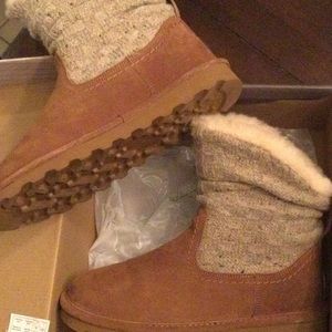 Suede brown and faux fur winter boots